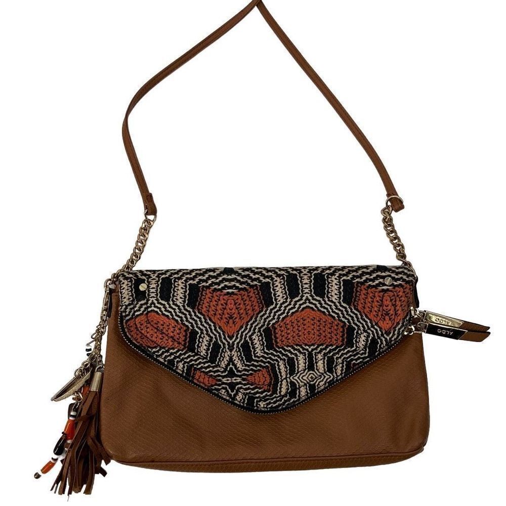 Aldo Brown Fringe Festival Crossbody Purse Boho